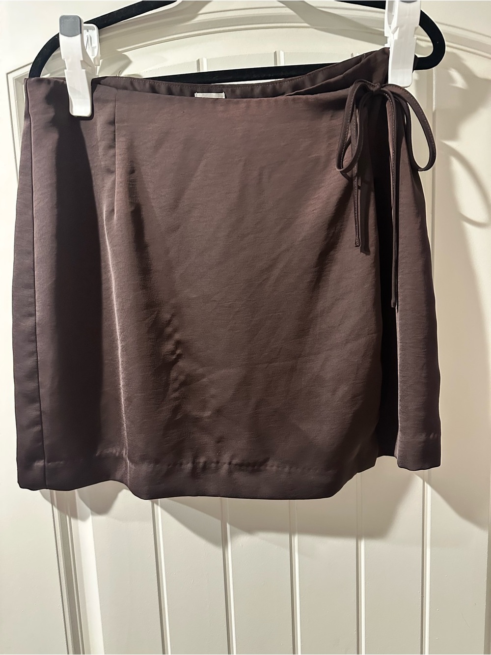 A New Day Silky Brown Wrap Mini Skirt